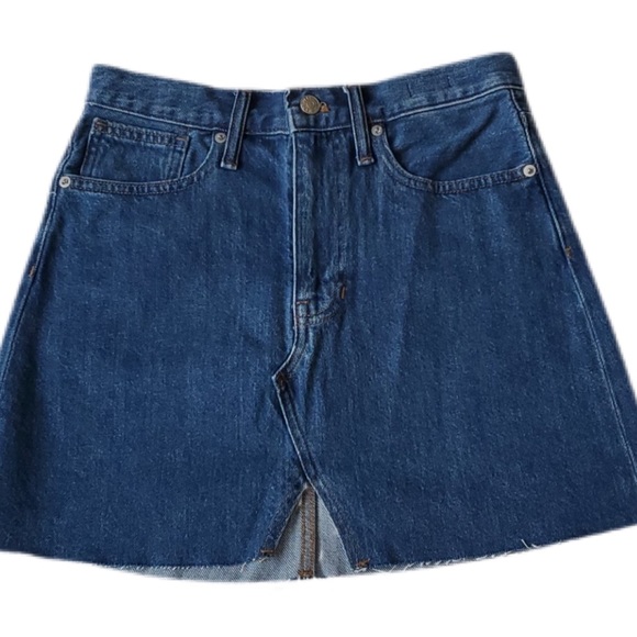 Madewell Dresses & Skirts - Madewell Rigid A-Line Raw Hem Denim Mini Jean Skirt NWOT